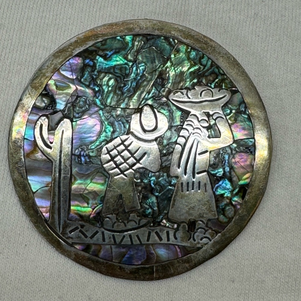 Vintage Silver 925 Taxco Imp Abalone Pin Pendant